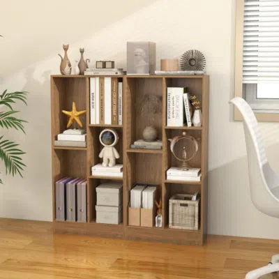 Hivvago 41 Inches 5-cube Floor Bookcase With 2 Anti-tipping Kits-natural In Blue