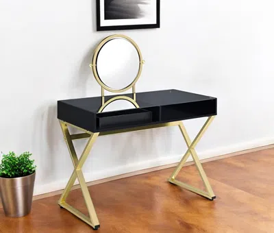 Hivvago 42" Black And Gold Mirrored Dresser