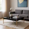 Hivvago 42" Black And Gold Solid Wood And Steel Square Coffee Table In Black