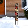 Hivvago 42" Black And Red Solid Wood Christmas Poinsettia Garden Stake In Multi