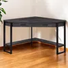 Hivvago 42" Black Corner Computer Desk In Gray