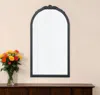 Hivvago 42" Black Crowned Top Antiqued Glass Arch Framed Accent Mirror In Black