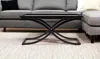Hivvago 42" Black Glass And Metal Rectangular Coffee Table In Black