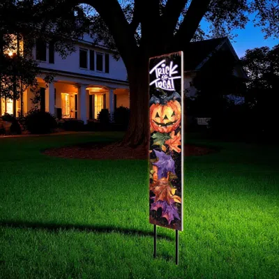 Hivvago 42" Black Orange And Purple Trick Or Treat Jack-o-lantern Solid Wood Garden Stake