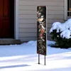 Hivvago 42" Black Red And Green Christmas Chickadee Solid Wood Birds Garden Stake In Black