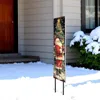 Hivvago 42" Black Red And Green Christmas Santa Solid Wood Garden Stake In Multi