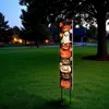 Hivvago 42" Black White And Orange Halloween Jack-o-lantern Solid Wood Garden Stake In Multi