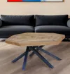 Hivvago 42" Brown And Black Wood And Iron Free Form Coffee Table In Brown