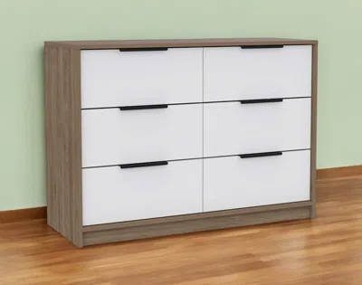 Hivvago 42" Brown And White Four Drawer Dresser
