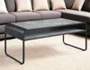 Hivvago 42" Gray And Black Concrete And Metal Sled Coffee Table With Shelf In Gray