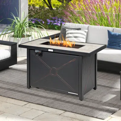 Hivvago 42 Inch 60000 Btu Propane Fire Pit Table With Ceramic Tabletop In Gray