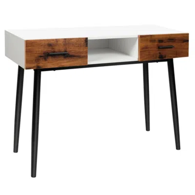 Hivvago 42 Inch Industrial Console Table With 2 Drawers For Entryway Hallway In Brown
