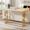 Hivvago 42-inch Modern Console Sofa Table With White Faux Marble Top And Gold Frame In Multi