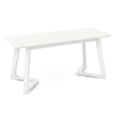 Hivvago 42 Inch Modern Entryway Bench Long Dining Bench With Rubber Wood Legs-white