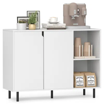 Hivvago 42 Inch Sideboard Buffet Cabinet Kitchen With Adjustable Shelves-white