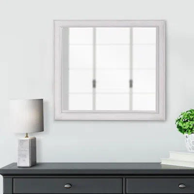 Hivvago 42 Inch Wall Mirror, Molded Sleek Wood Frame, White