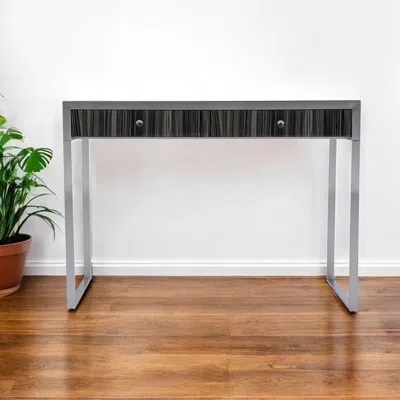 Hivvago 42" Silver Writing Desk With Two Drawers In Black