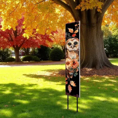 Hivvago 42" White And Brown Floral Bouquet Solid Wood Birds Garden Stake In Black