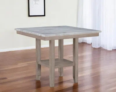 Hivvago 42" White And Natural Faux Marble And Wood Square Bar Table In Gray