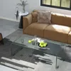 Hivvago 42 X 19.7 Inch Clear Tempered Glass Coffee Table With Rounded Edges