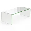 Hivvago 42 X 19.7 Inch Clear Tempered Glass Coffee Table With Rounded Edges-transparent In Transparent