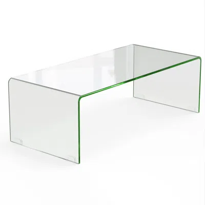 Hivvago 42 X 19.7 Inch Clear Tempered Glass Coffee Table With Rounded Edges-transparent