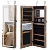 Hivvago 42.5 Inches Lockable Jewelry Mirror Wall Cabinet With 3-color Led Lights-rustic Brown
