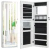 Hivvago 42.5 Inches Lockable Jewelry Mirror Wall Cabinet With 3-color Led Lights-white