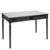 Hivvago 43" Black Fir Solid Wood Writing Desk With Two Drawers In Black