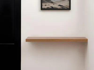 Hivvago 43" Brown Wooden Wall Mounted Floating Shelf