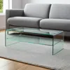 Hivvago 43" Clear Glass Sled Coffee Table With Shelf In Blue