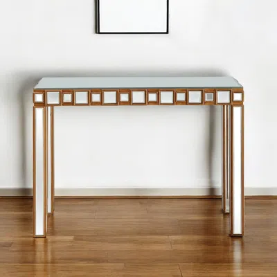 Hivvago 43" Gold Mirrored Glass Console Table In Brown