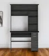Hivvago 43" Gray Computer Desk With Hutch In Black