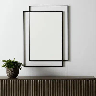 Hivvago 43" Gray Metal Double Frame Accent Mirror In Black