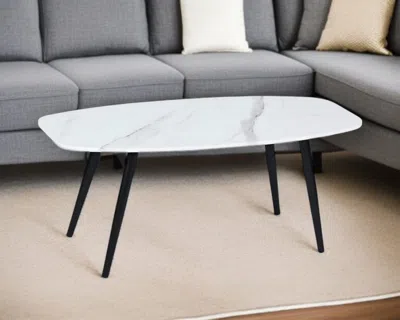 Hivvago 43" White And Black Faux Marble And Steel Coffee Table