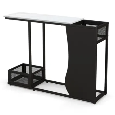 Hivvago 43.5 Inch Console Table With Plant Position And Faux Marble Top-black