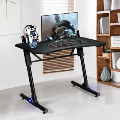 Hivvago 43.5 Inch Height Adjustable Gaming Desk With Blue Led Lights