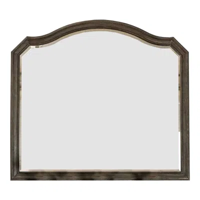 Hivvago 43.5 Inches Scalloped Mirror With Molded Details, Brown