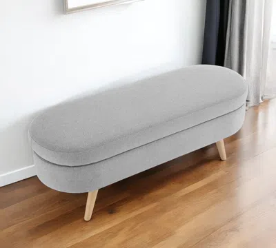 Hivvago 44" Gray And Brown Linen Upholstered Storage Bench With Flip Top