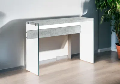 Hivvago 44" Gray And Clear Solid Console Table In White