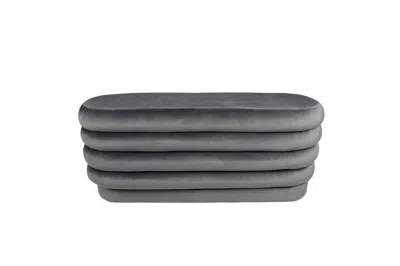 Hivvago 44" Gray Velvet Tufted Oval Ottoman