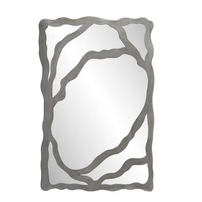Hivvago 44" Gray Wood Free Form Framed Accent Mirror