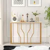 Hivvago 44 Inch Modern White Entryway Table With Faux Marble Tabletop-white