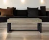 Hivvago 44" Natural And Black Chunky Wood With Iron Coffee Table In Brown