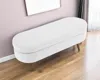 Hivvago 44" White And Brown Linen Upholstered Storage Bench With Flip Top In White