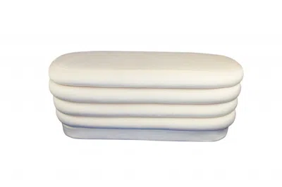 Hivvago 44" White Velvet Tufted Oval Ottoman In Neutral