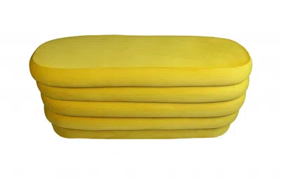Hivvago 44" Yellow Velvet Tufted Oval Ottoman