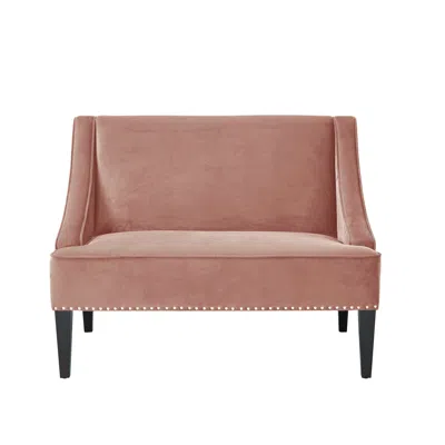 Hivvago 45" Blush And Brown Upholstered Velvet Bench In Pink