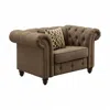 Hivvago 45" Brown And Black Linen Tufted Chesterfield Chair And Toss Pillow In Brown