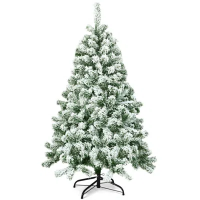 Hivvago 4.5 Feet Snow Flocked Artificial Christmas Tree With 400 Tips In Green